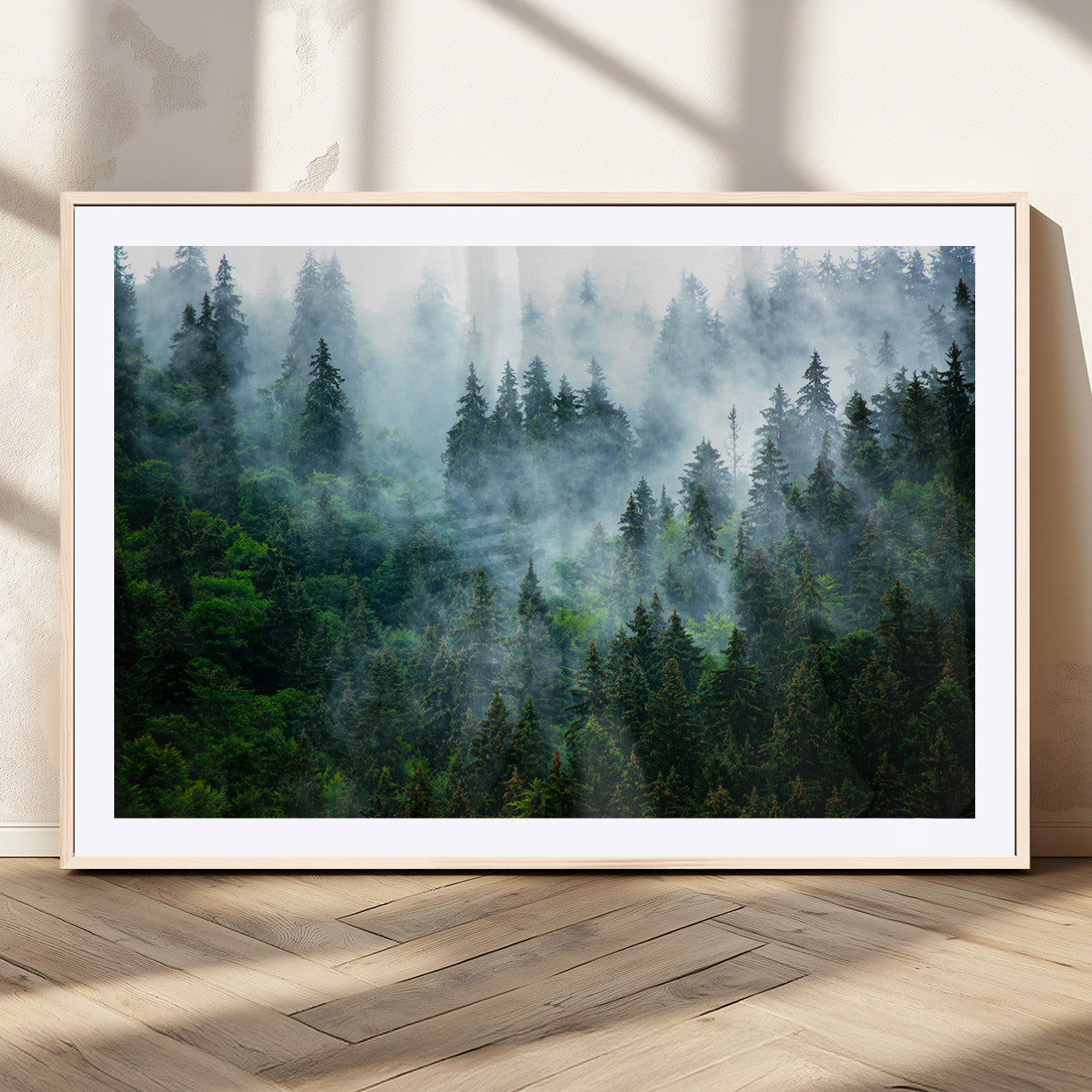 MGC-FP-36x24 - Misty Forest Art Wall Art Canvas Print, Framed Foggy Mountain Art Art Picture Print, Scenic Wall