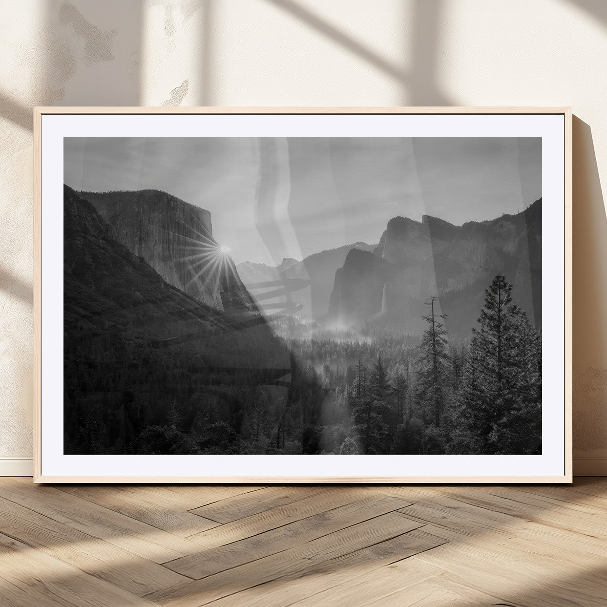 MGC-FP-36x24 - Yosemite Valley Wall Art Canvas Print, Framed El Capitan Sunrise Art Picture Print, Misty Mountain Perfect Modern Rustic Decor Artwork