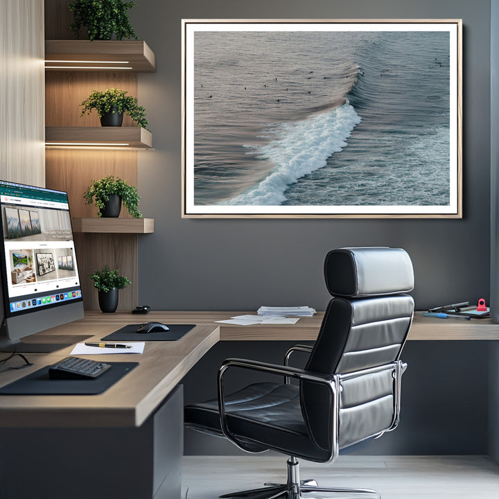 Ocean Waves Wall Art Canvas Print, Framed Coastal Serenity Art Picture Print, Surf Perfect Coastal Decor Artwork