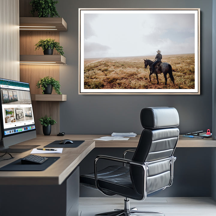 Cowboy Wall Art Wall Art Canvas Print, Framed Western Canvas Art Picture Print, Rustic Ranch Scene Perfect Rustic Western Decor Artwork