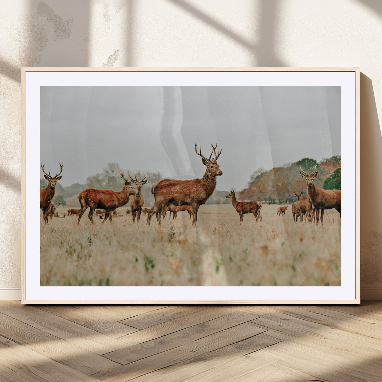 MGC-FP-36x24 - Rustic Deer Print Wall Art Canvas Print, Framed Autumn Nature Canvas Art Picture Print, Wildlife Art Print Perfect Rustic Wildlife Decor Artwork