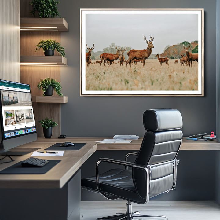 Rustic Deer Print Wall Art Canvas Print