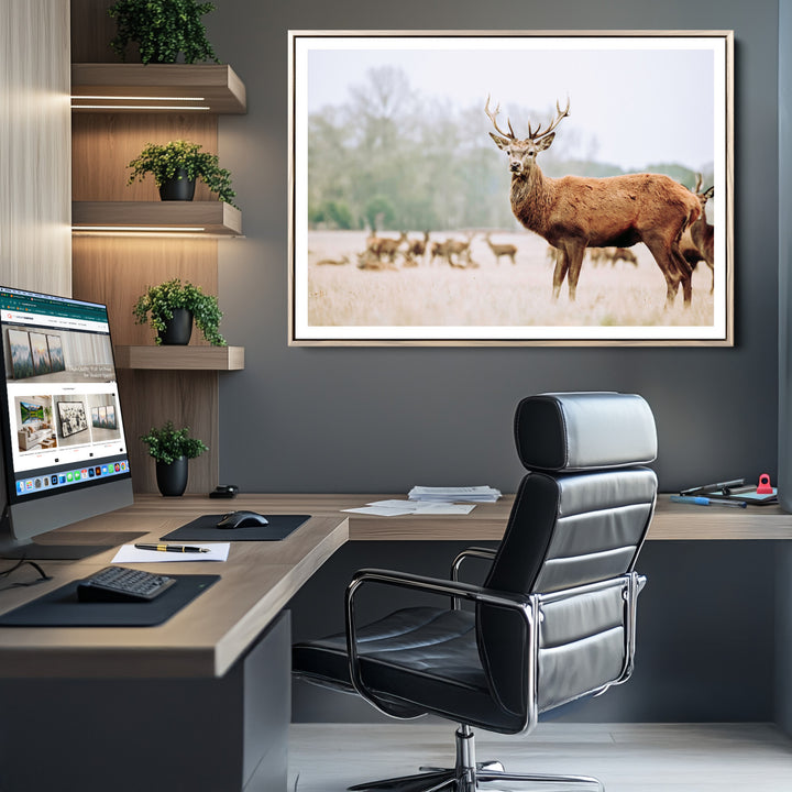 Rustic Nature Print Wall Art Canvas Print, Framed Deer Canvas Wall Art Art Picture Print, Nordic Animal Art Perfect Rustic Nature Decor