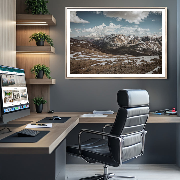Mountain Landscape Wall Art Canvas Print, Framed Snowy Peaks Art Picture Print, Rugged Highlands Perfect Rustic Adventure Decor Artwork