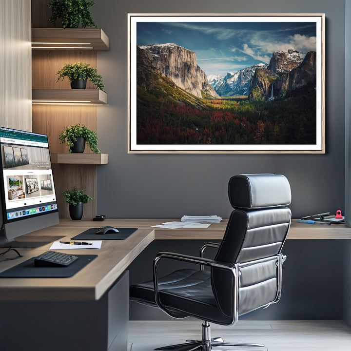 Yosemite National Park Wall Art Canvas Print, Mountain Landscape Print, Framed El Capitan Art Print, Large Scenic Nature Printing Perfect for Rustic Farmhouse Decor