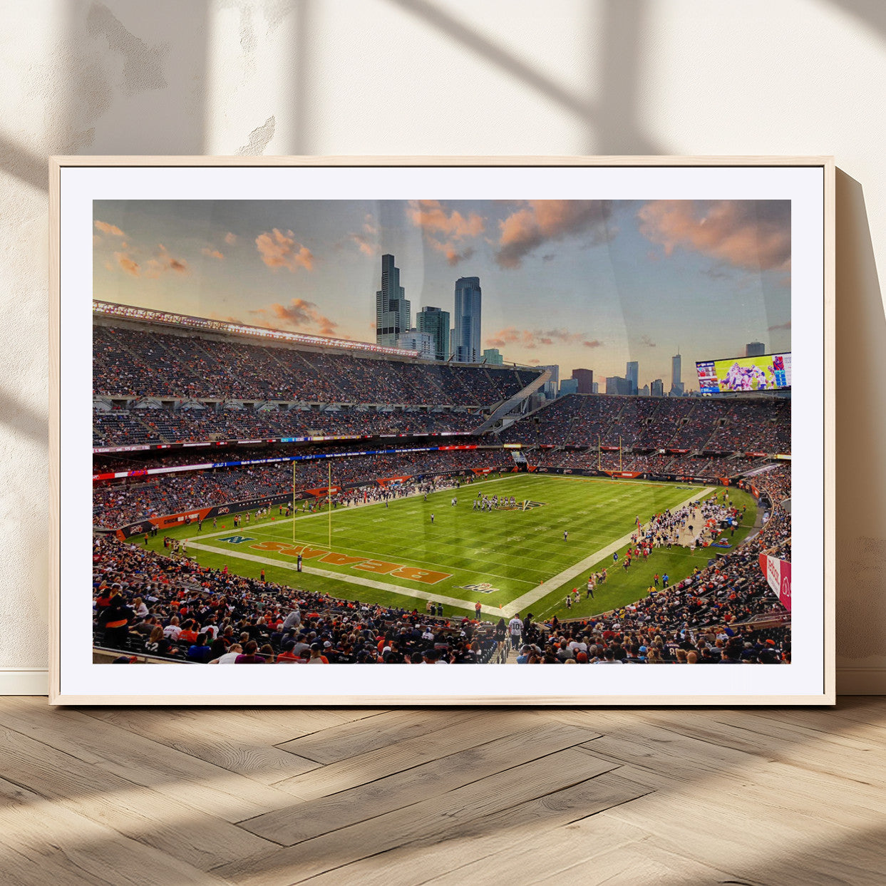 MGC-FP-36x24 - Chicago Bears Soldiers Field Wall Art Canvas Print – Framed Football Stadium Artwork for Sports