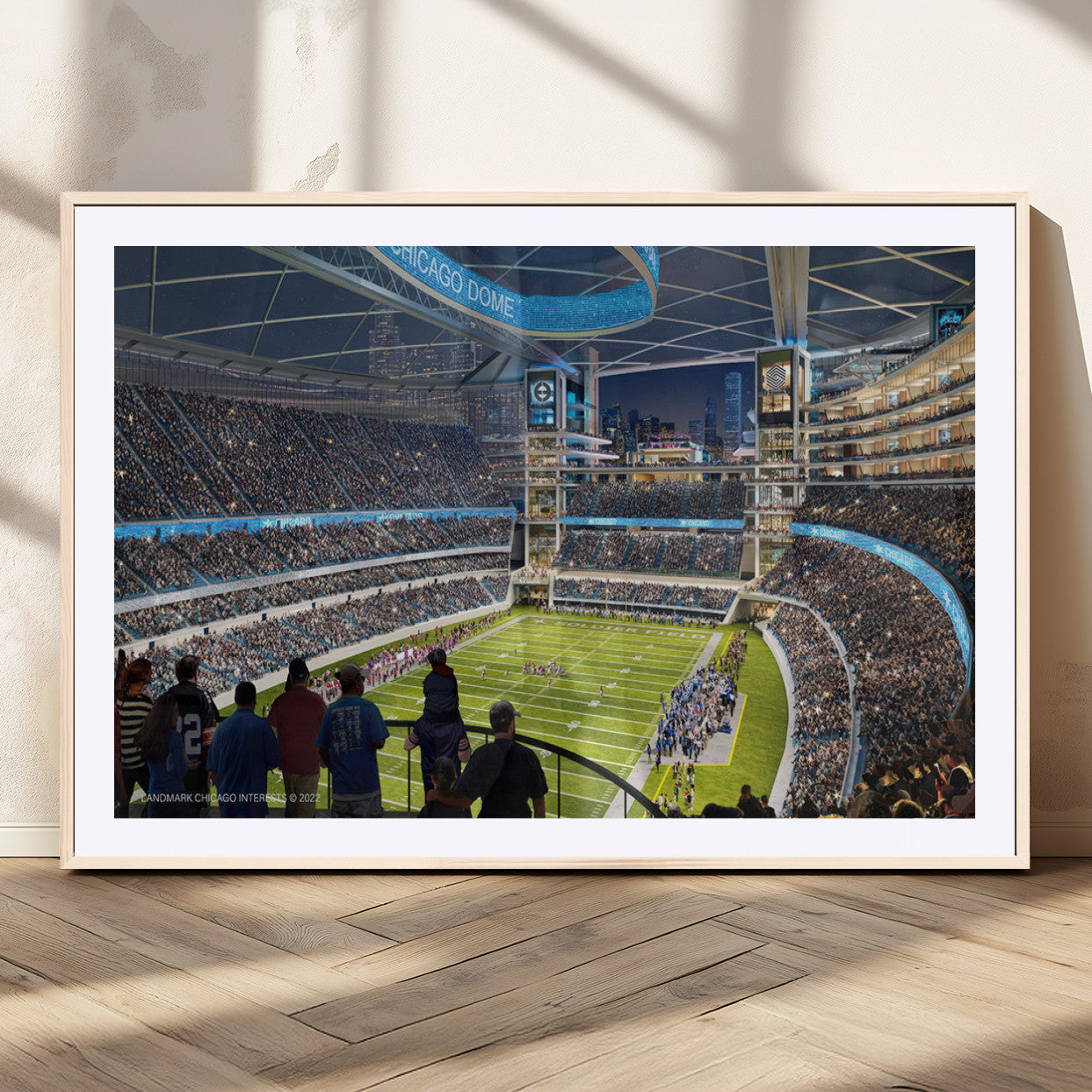 MGC-FP-36x24 - Chicago Bears Soldiers Field Wall Art Canvas Print – Framed Football Stadium Artwork for Sports