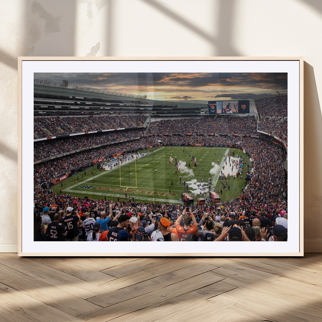 MGC-FP-36x24 - Chicago Bears Soldiers Field Wall Art Canvas Print – Framed Football Stadium Artwork for Sports