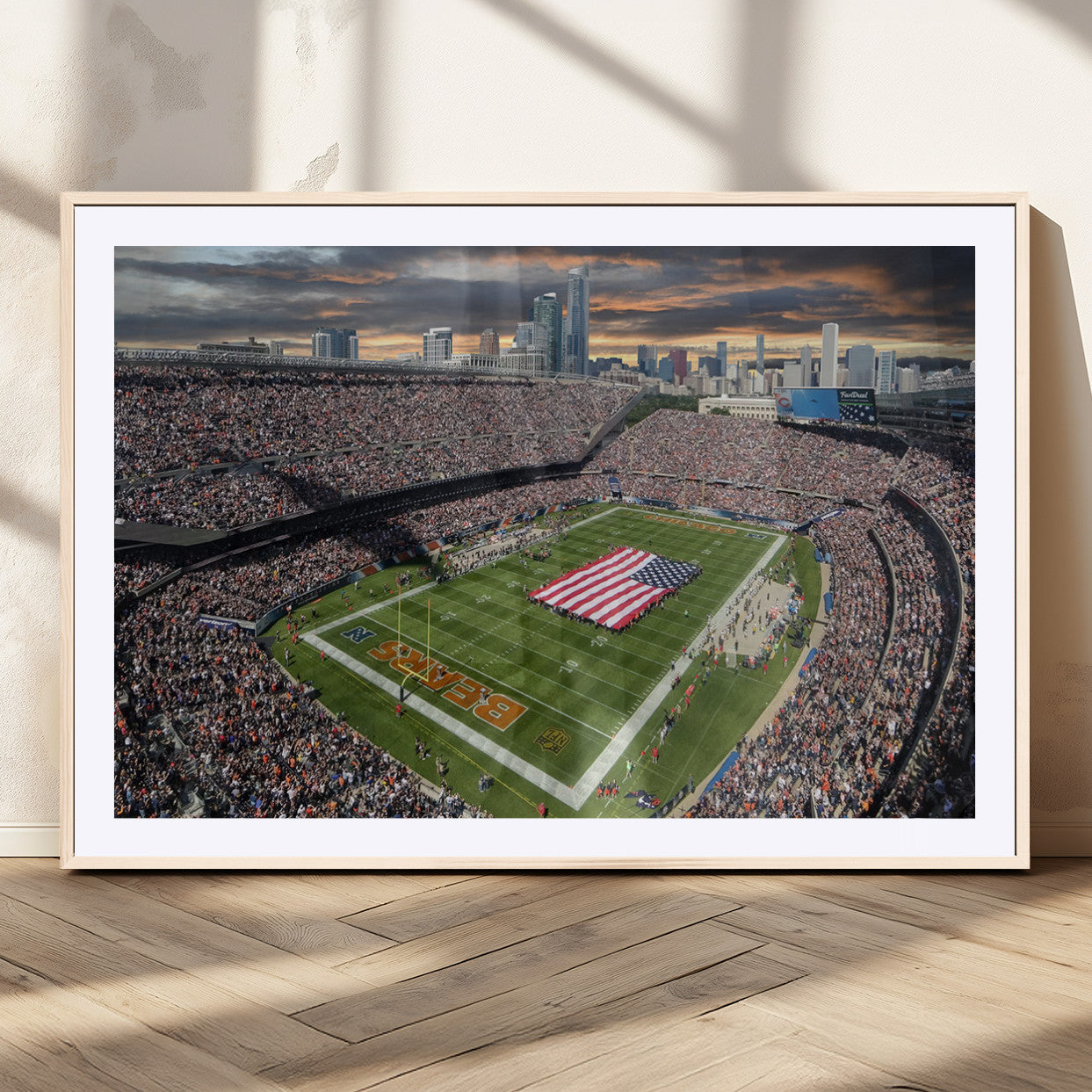 MGC-FP-36x24 - Chicago Bears Soldiers Field Wall Art Canvas Print – Framed Football Stadium Artwork for Sports