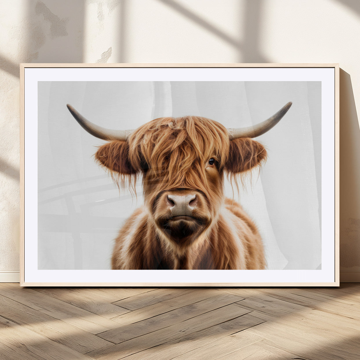 -Scottish Highland Cow Canvas Print, Framed Highland Cow Canvas Home Decor