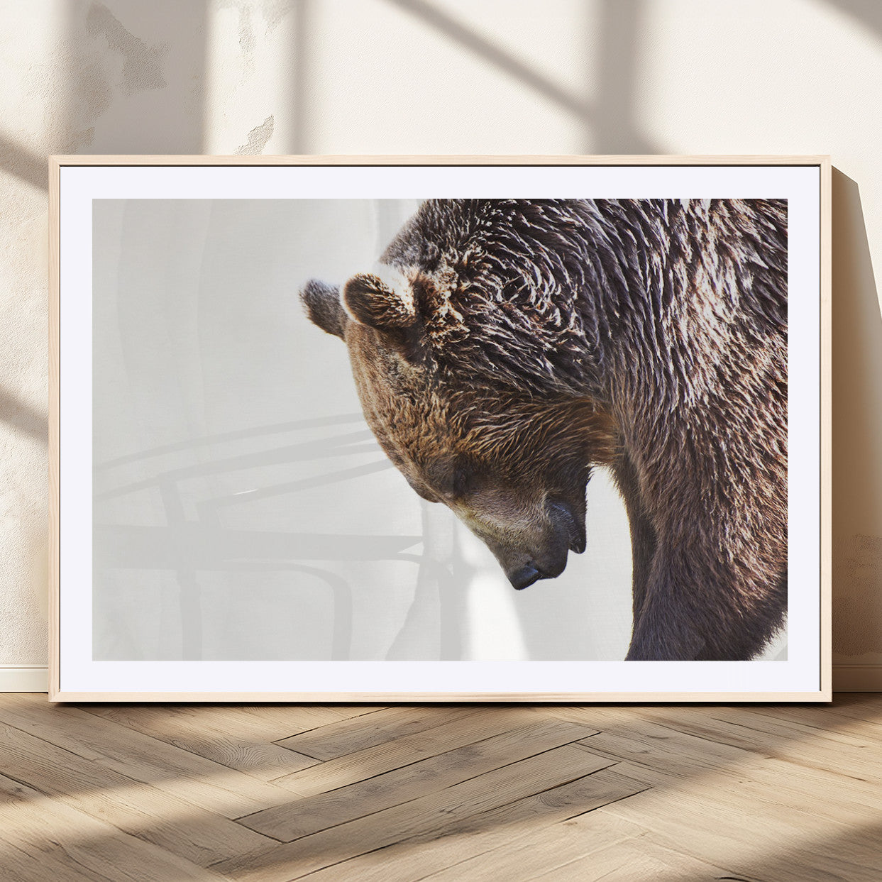 Majestic Bear Portrait - Capture the raw beauty of a bear in a detailed close-up, perfect for your Wall Art Canvas Print collection