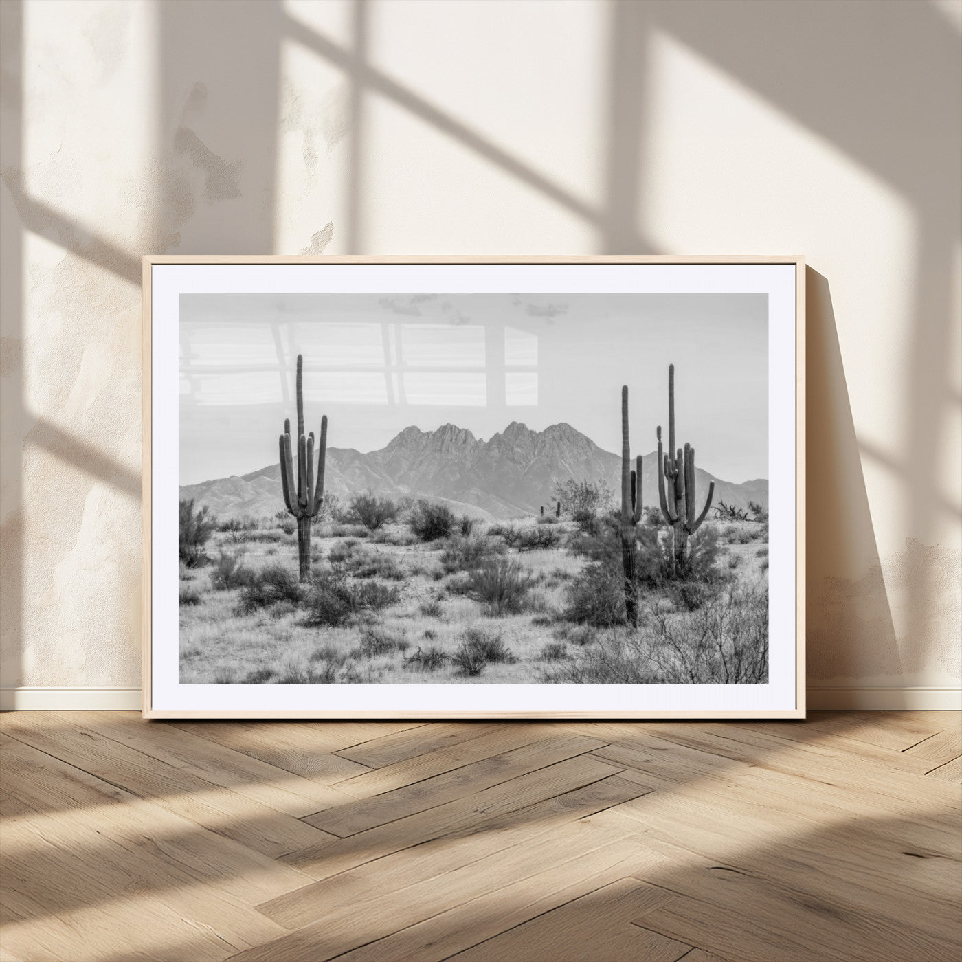 97436PHN-MGV-CV-36X24-Black White Arizona Desert Canvas Wall Art Cactus Farmhouse Wall Art