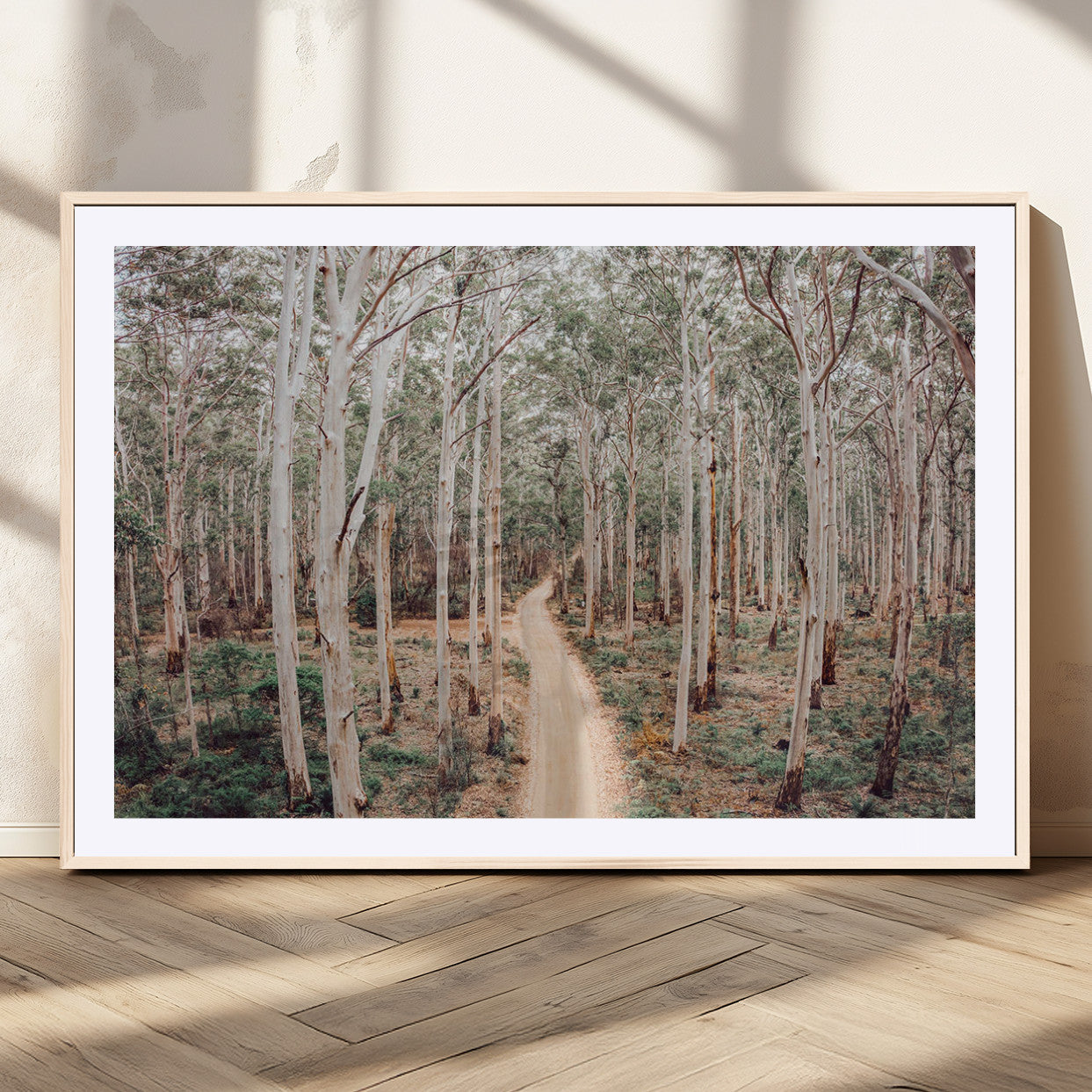24760563-MGV-CV-36X24-Forest Dirt Road Canvas Wall Art Print, Scenic Woodland Pathway, Tall Trees Nature Canvas for Living Room or Office 1 Panel Wrapped Canvas