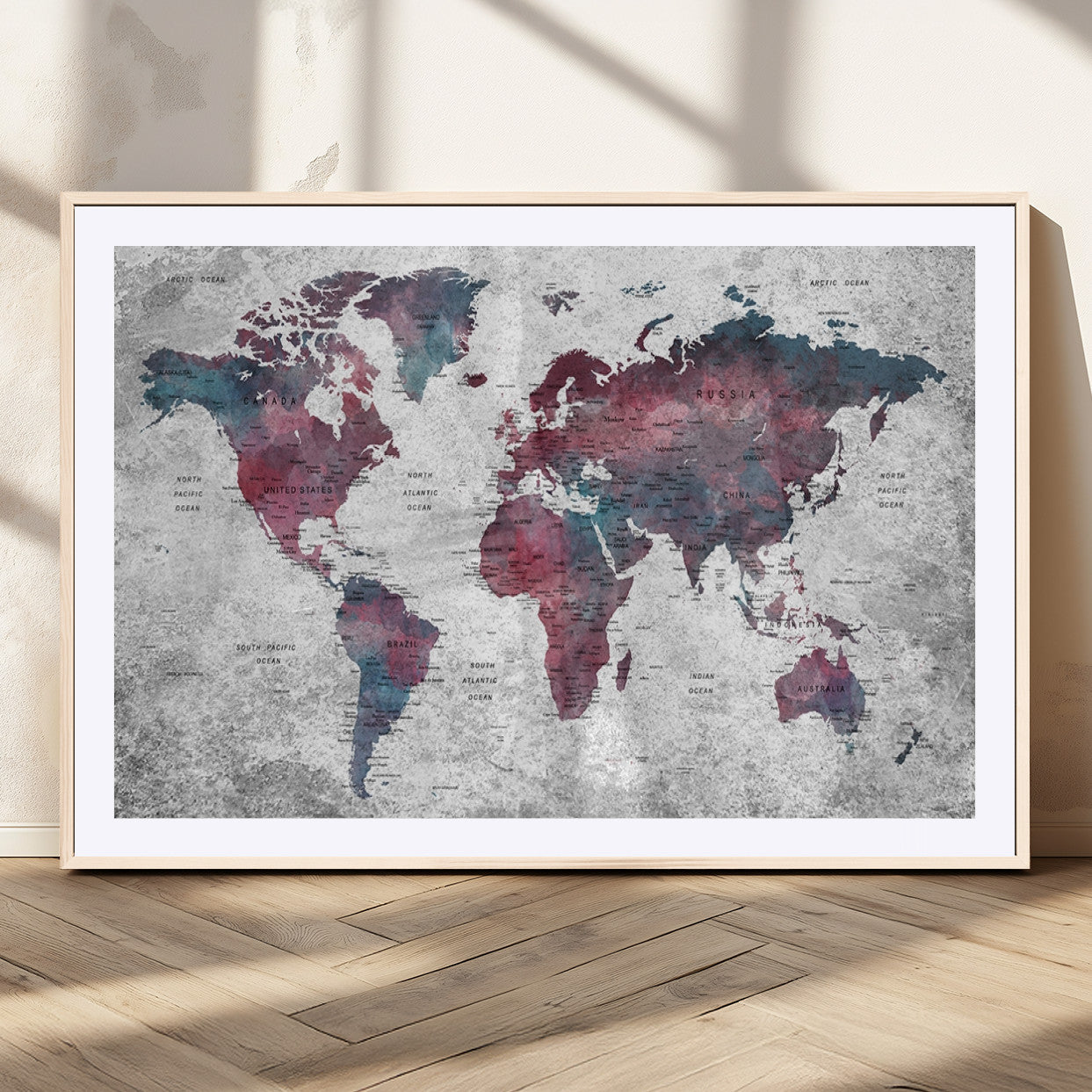 MGC-FP-36x24 - World Map Wall Art Canvas Print for Home and Office Decor
