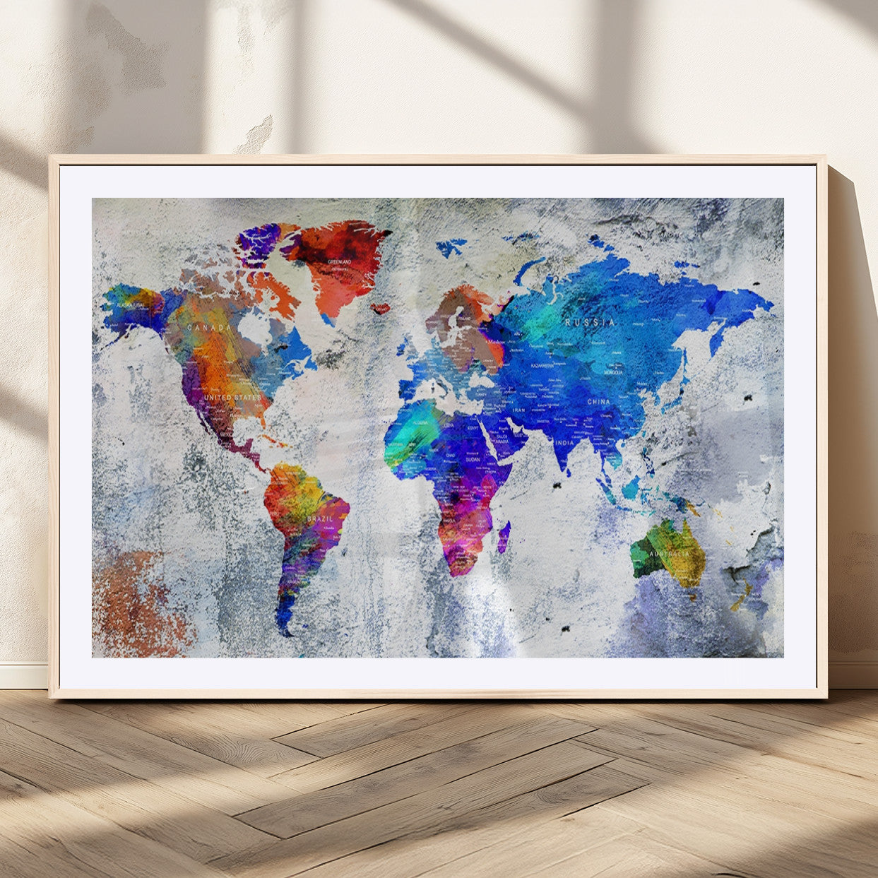 MGC-FP-36x24 - World Map Wall Art Canvas Print for Home and Office Decor