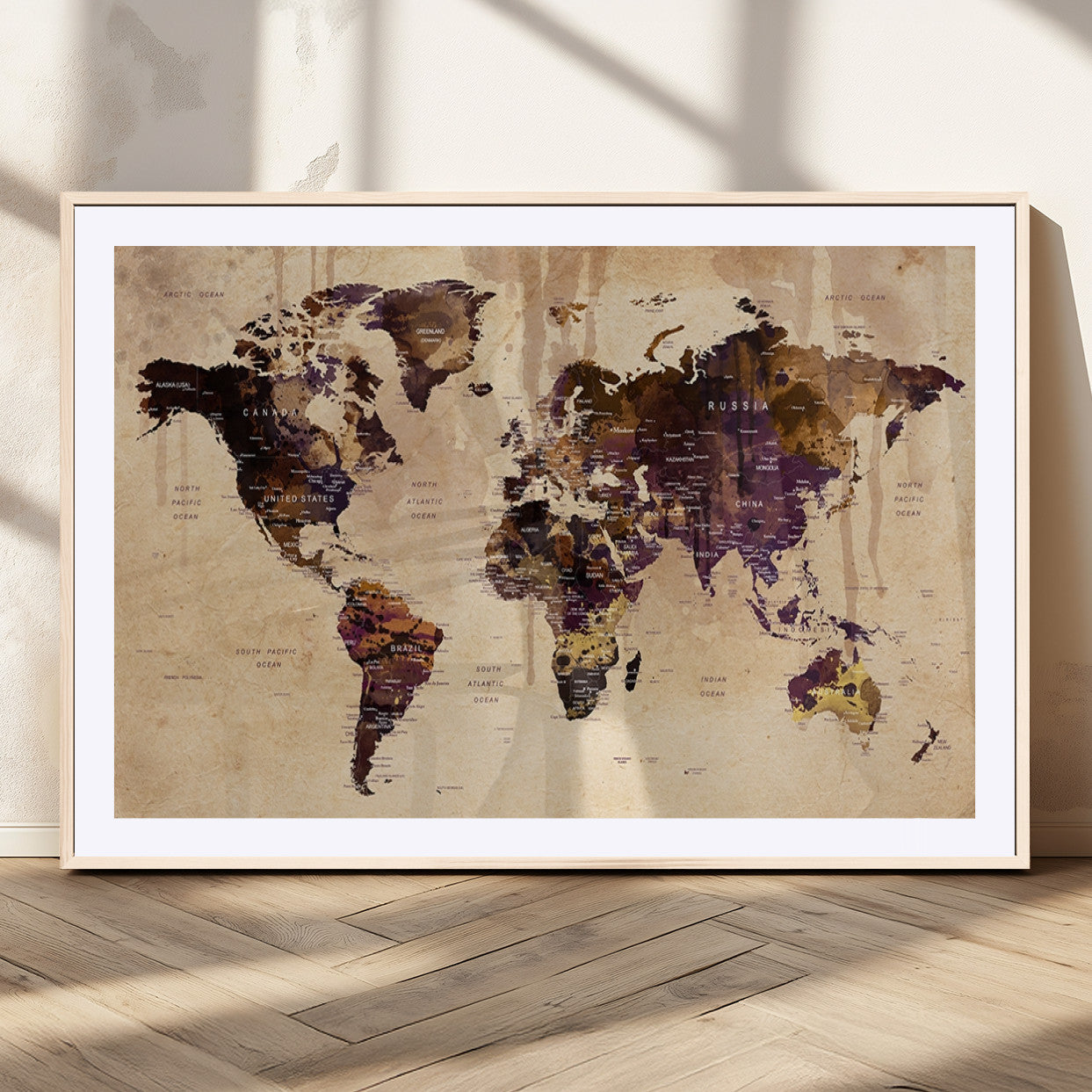 MGC-FP-36x24 - World Map Wall Art Canvas Print for Home and Office Decor