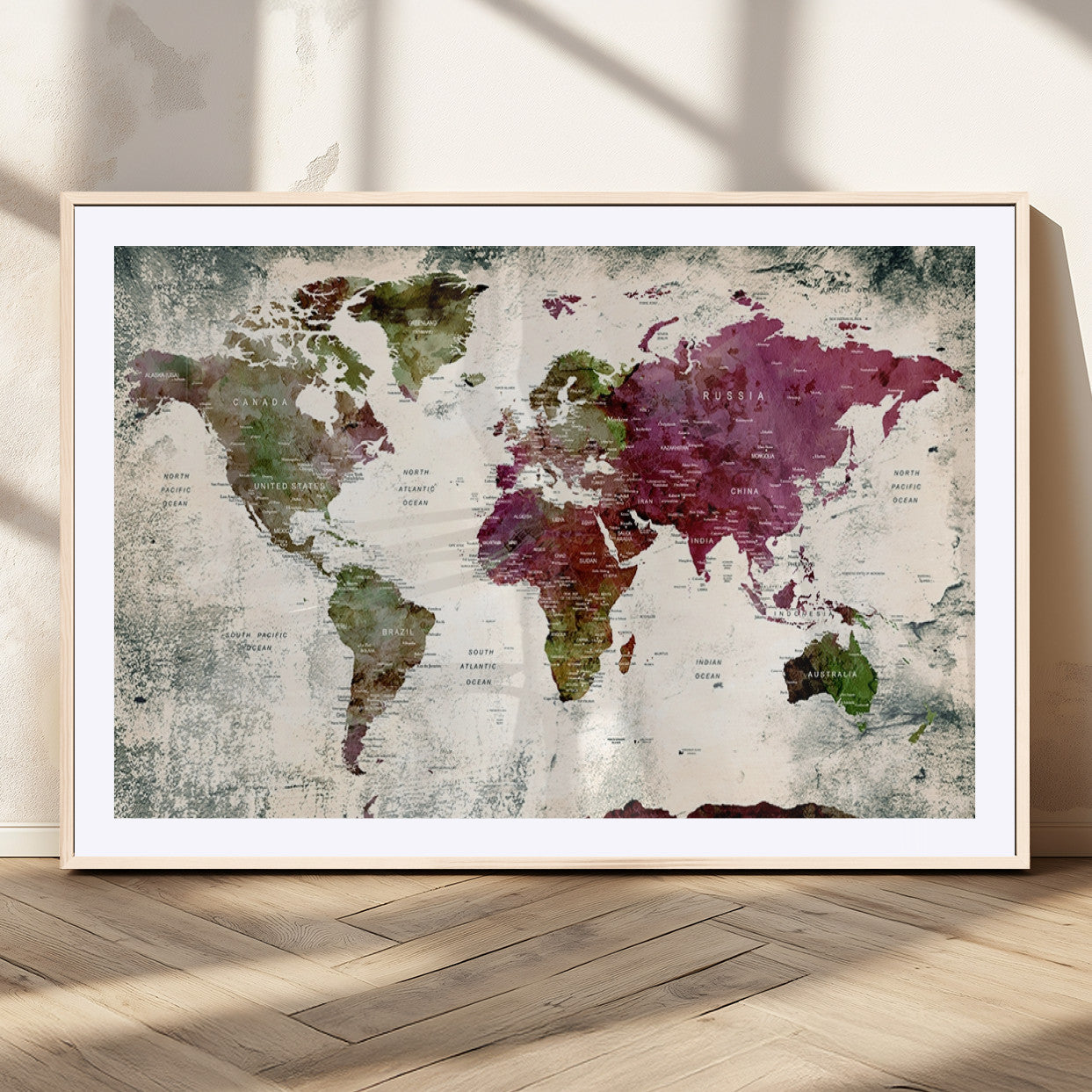 MGC-FP-36x24 - World Map Wall Art Canvas Print for Home and Office Decor