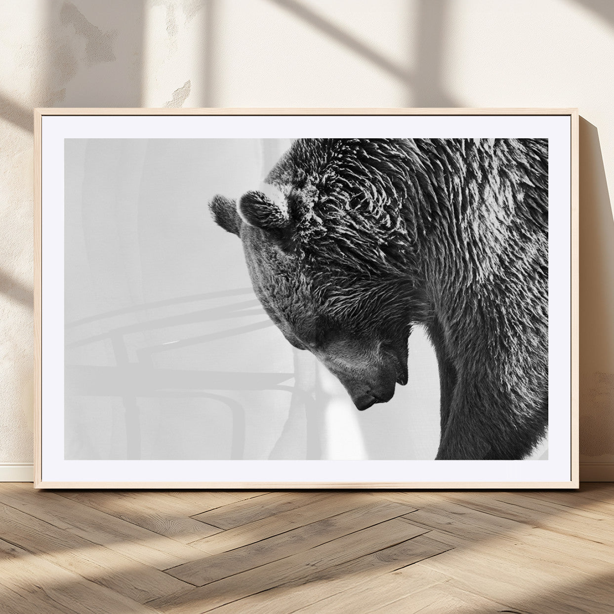 MGC-FP-36x24 - Black and White Grizzly 399 Bear Canvas Print Wall Art | Large Wildlife Canvas Print for Living
