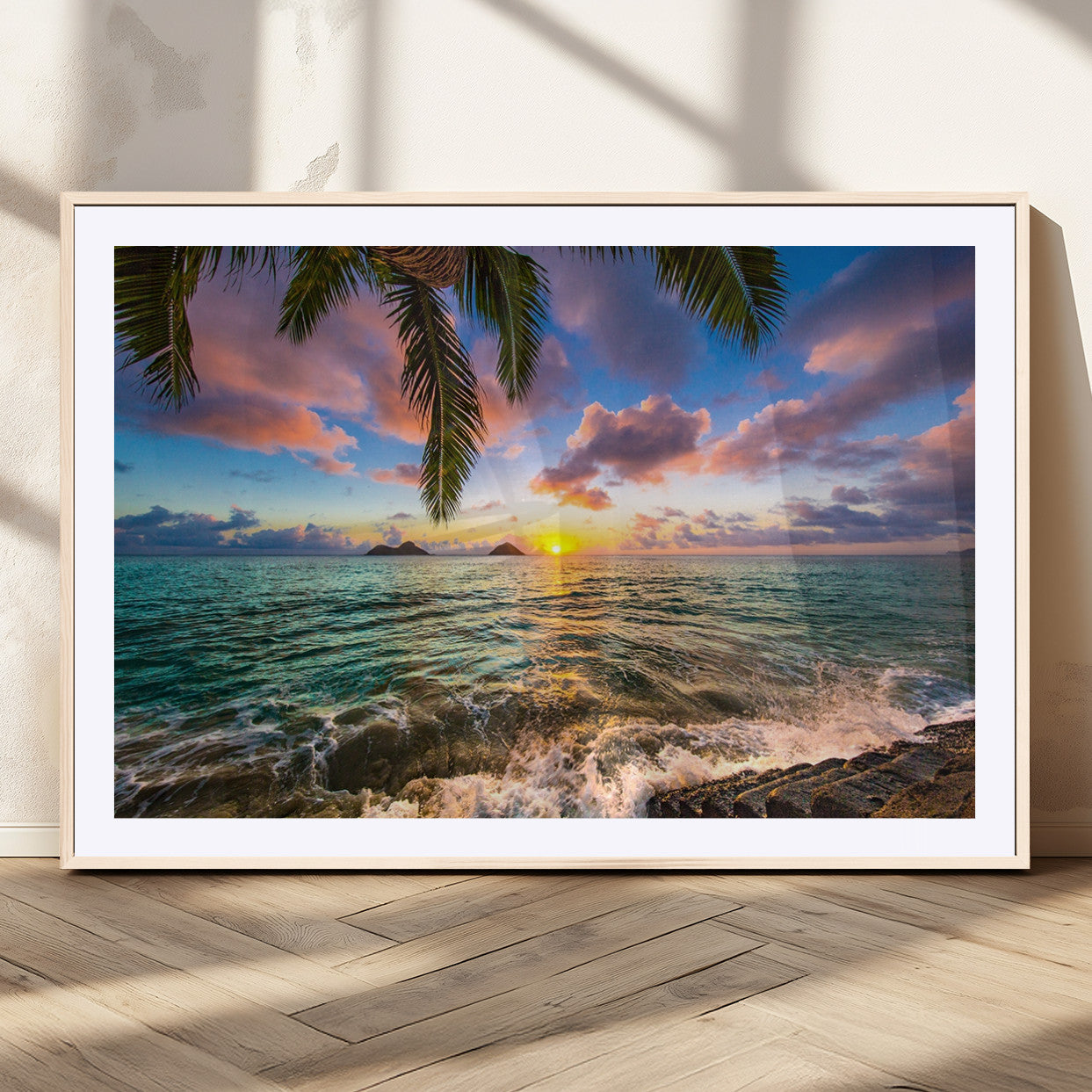 MGC-FP-36x24 - Framed Tropical Sunset Art Canvas Print