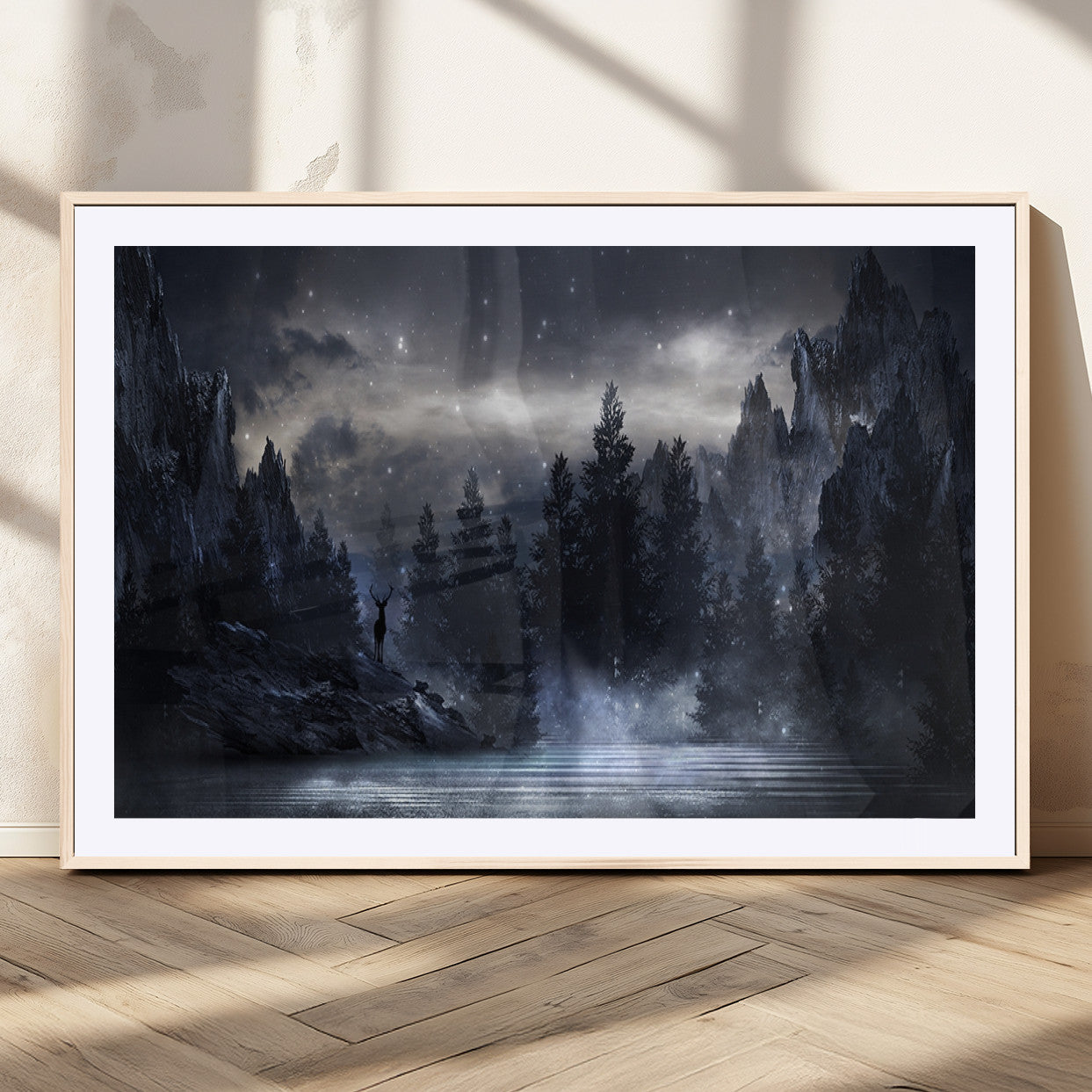 MGC-FP-36x24 - Night Landscape and Trees Wall Art Canvas Print