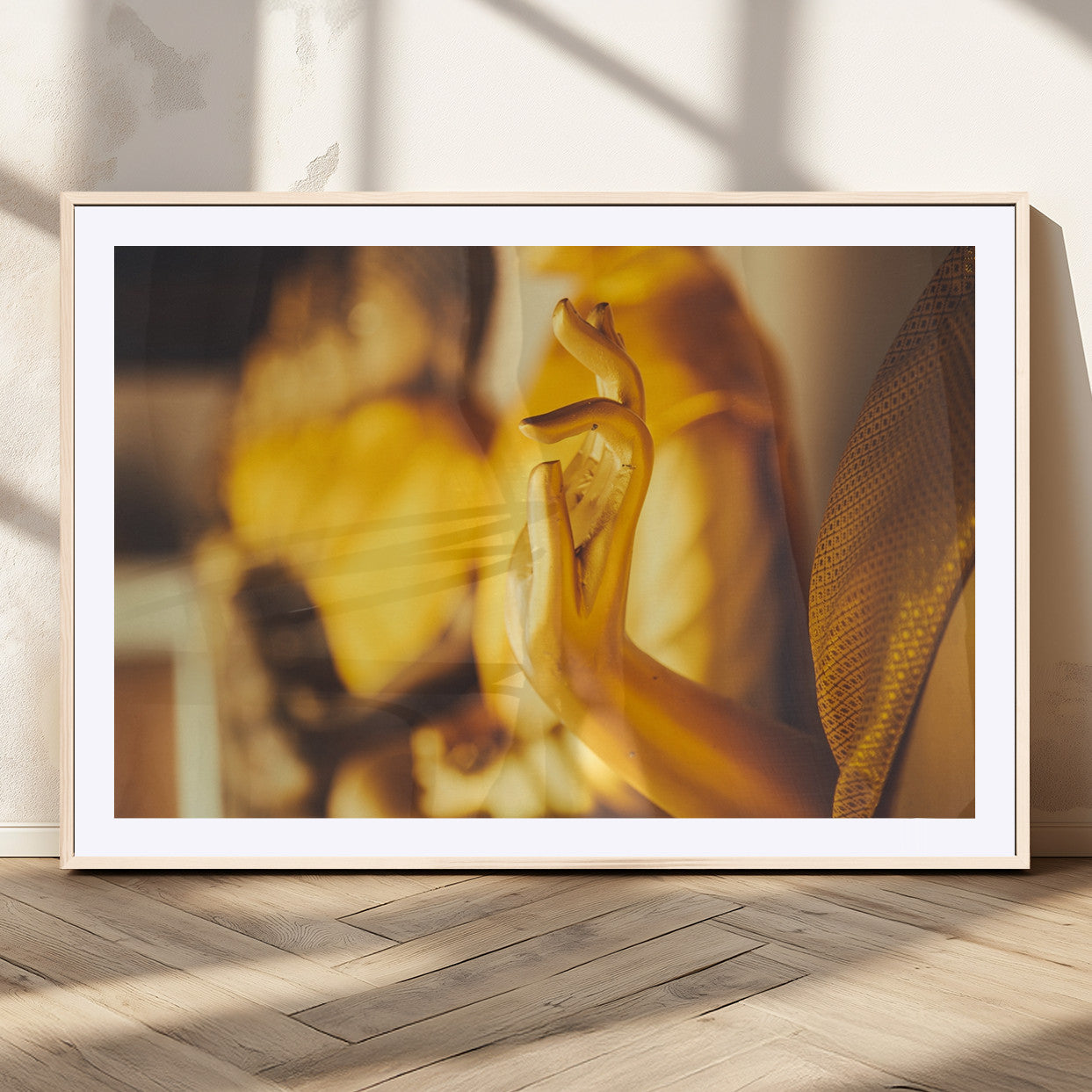 -Gold Buddha Statue Hands Wall Art Canvas Print