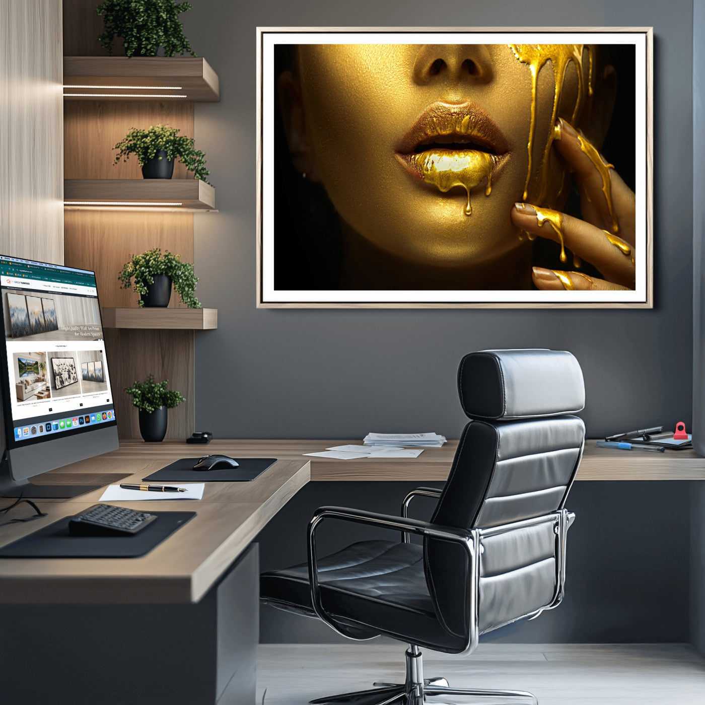 24252-MGC-FP-36x24_Natural-Gold and Women Wall Art Canvas Print