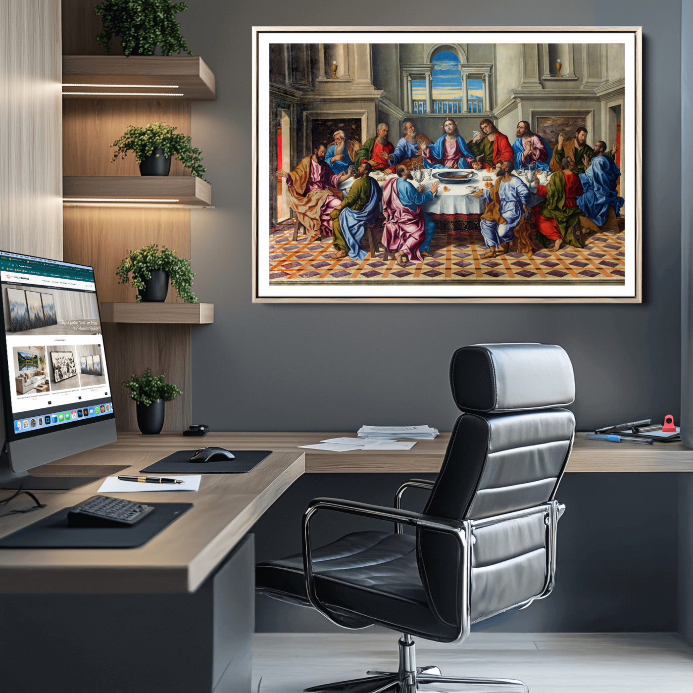 18691-MGC-FP-36x24_Natural-The Last Supper Multi Panel Canvas Wall Art