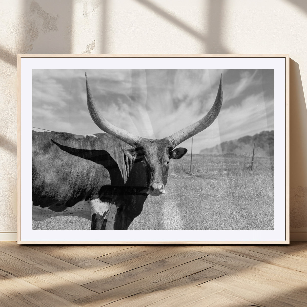 MGC-FP-36x24 - Cattle Wall Art Longhorn Cow Canvas Print