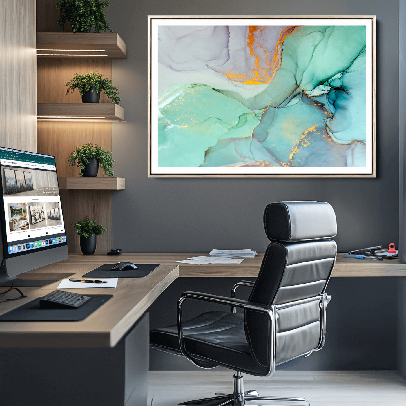 36934-MGC-FP-36x24_Natural-Colorful Marble Fluid Effect Canvas Wall Art Print