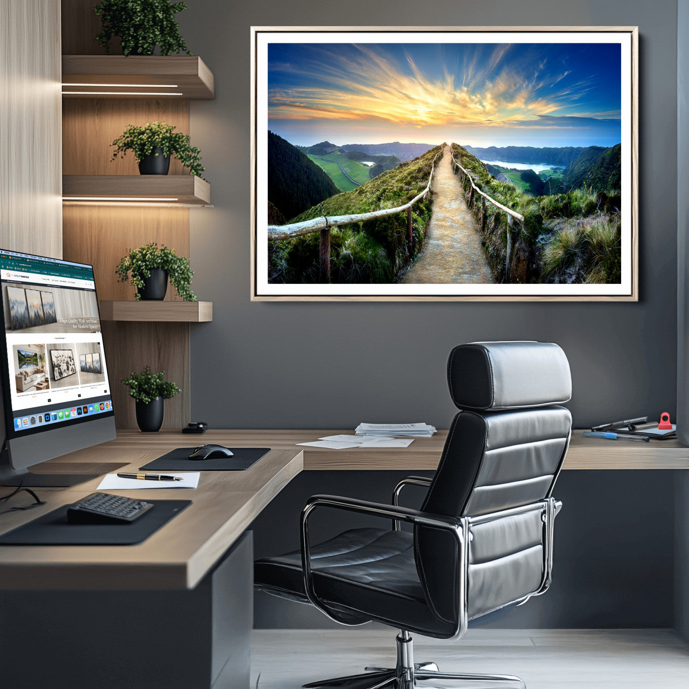 58887-MGC-FP-36x24_Natural-Mountain Landscape Wall Art Canvas Print