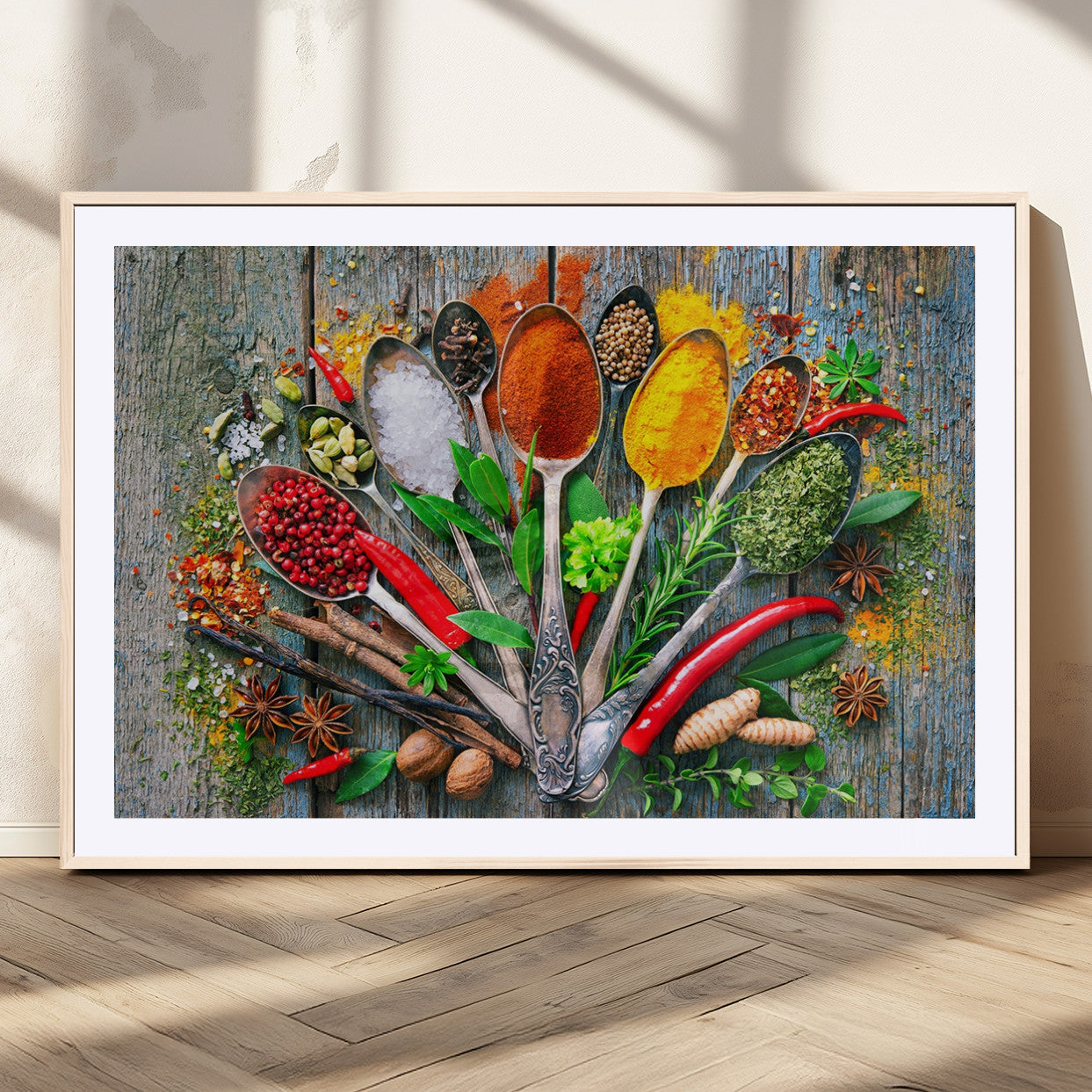 MGC-FP-36x24 - Spoonful of Spices Cooking Wall Art Canvas Print - Vibrant Kitchen Decor Triptych – Culinary Art