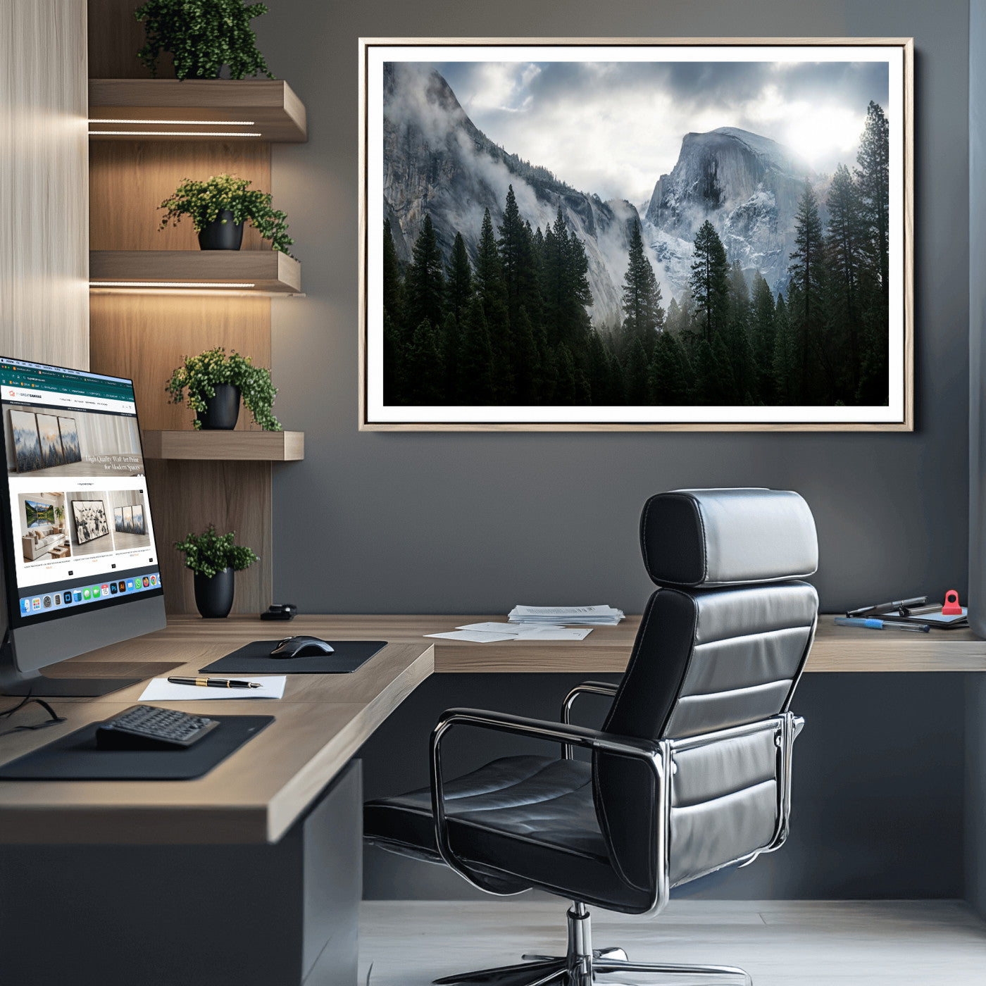 98725-MGC-FP-36x24_Natural-Wall Art Foggy Forest Landscape Canvas Print