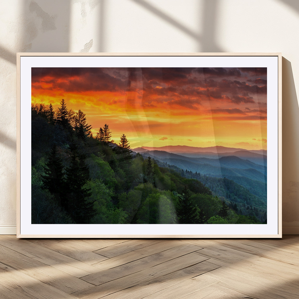 MGC-FP-36x24 - Forest Landscape Wall Art Sunset Canvas, Forest Sunset Canvas Print