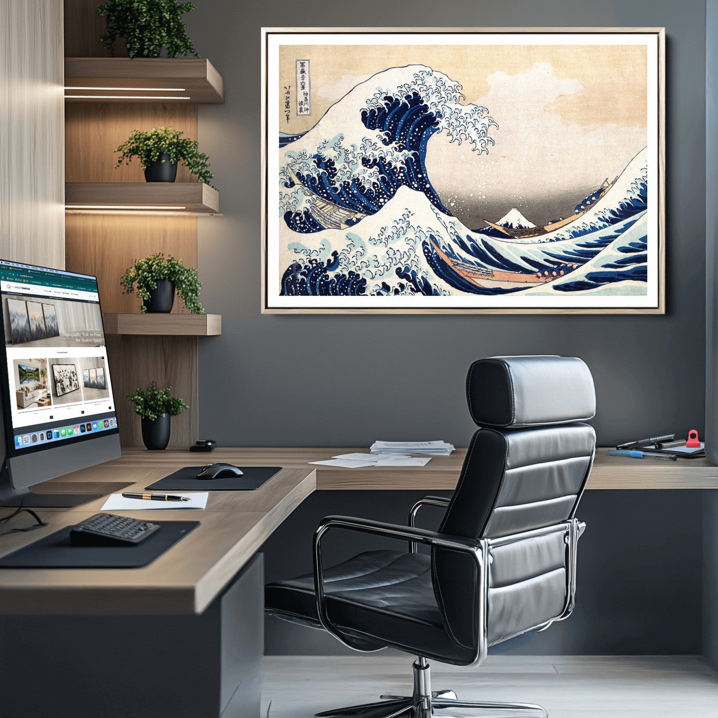 35635-MGC-FP-36x24_Natural-Wall Art Kanagawa Canvas Artwork Abstract Print