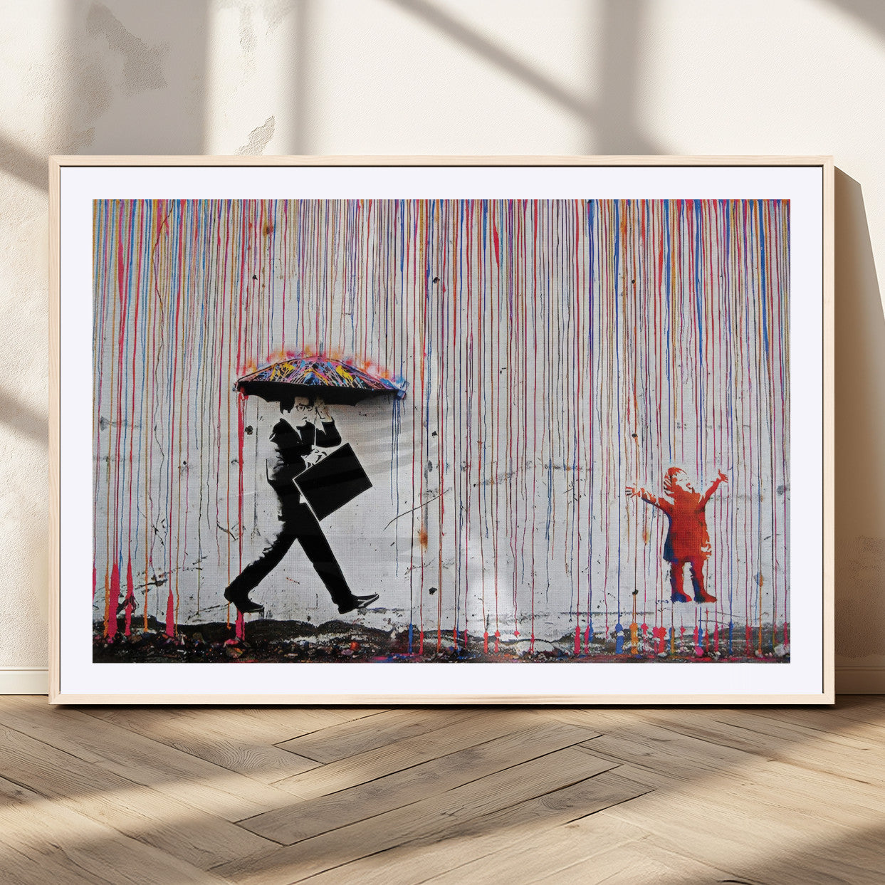 MGC-FP-36x24 - Banksy Wall Art Canvas Print, Framed Graffiti Art Picture Print, Banksy Urban Graffiti Perfect Modern Decor Artwork