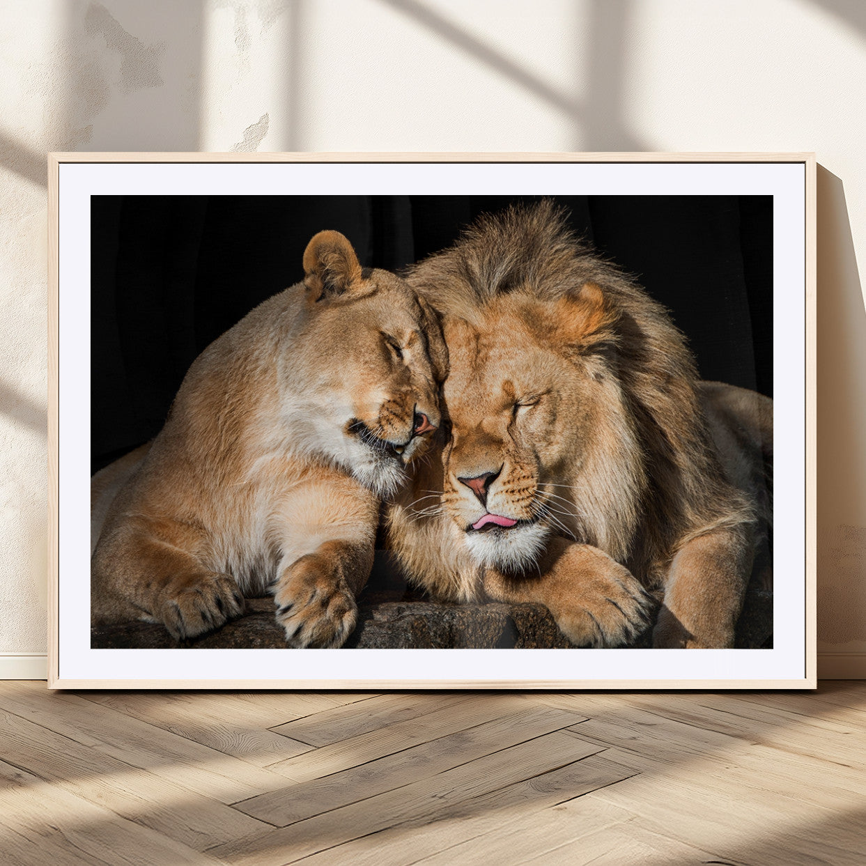 MGC-FP-36x24 - Lion and Lioness Wall Art Print Canvas | 3-Panel African Wildlife Canvas Print | Animal-Themed Art
