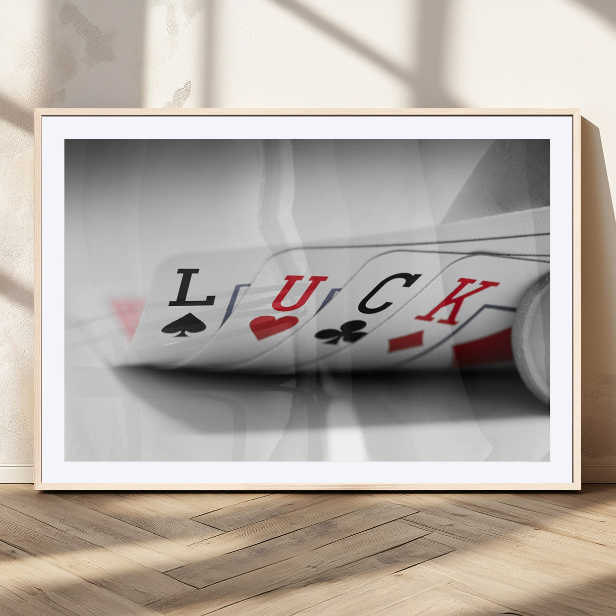 MGC-FP-36x24 - Framed Luck Poker Cards Canvas – Modern Triptych Wall Art, Ready to Hang for Game Rooms