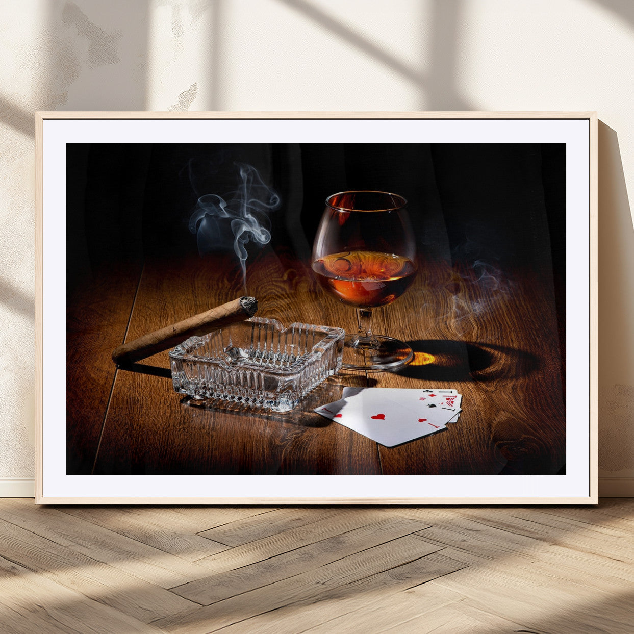 MGC-FP-36x24 - Whiskey Cigar Wall Art Canvas Print Kitchen Wall