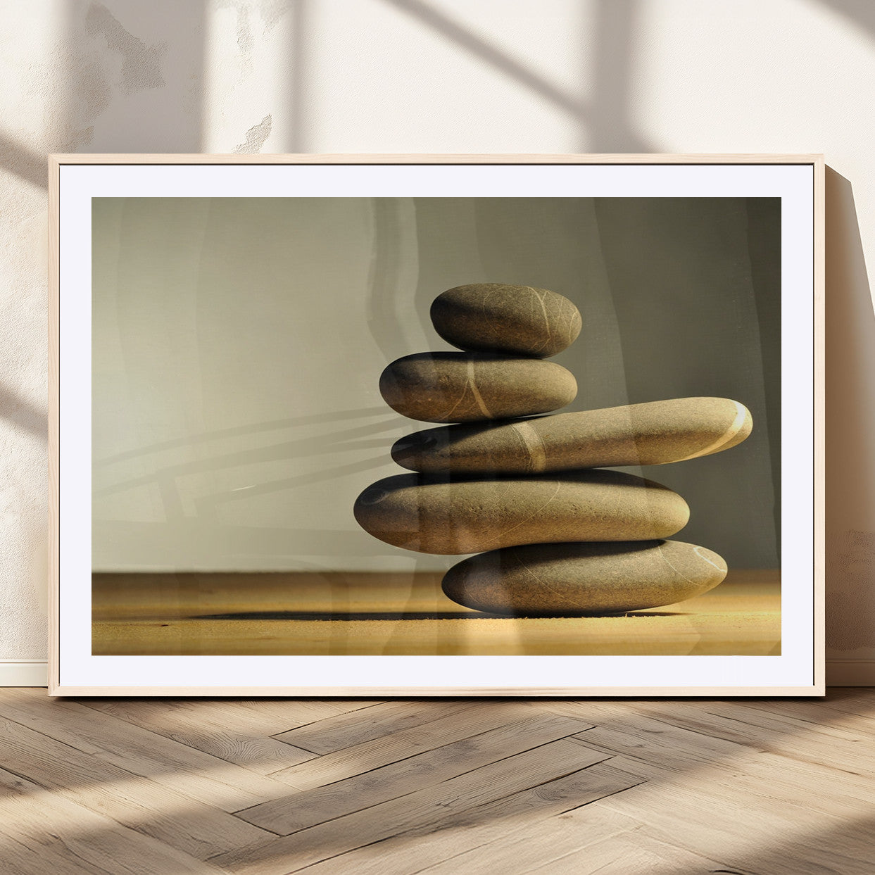 -Fluvial Zen Stones Canvas Wall Art Print