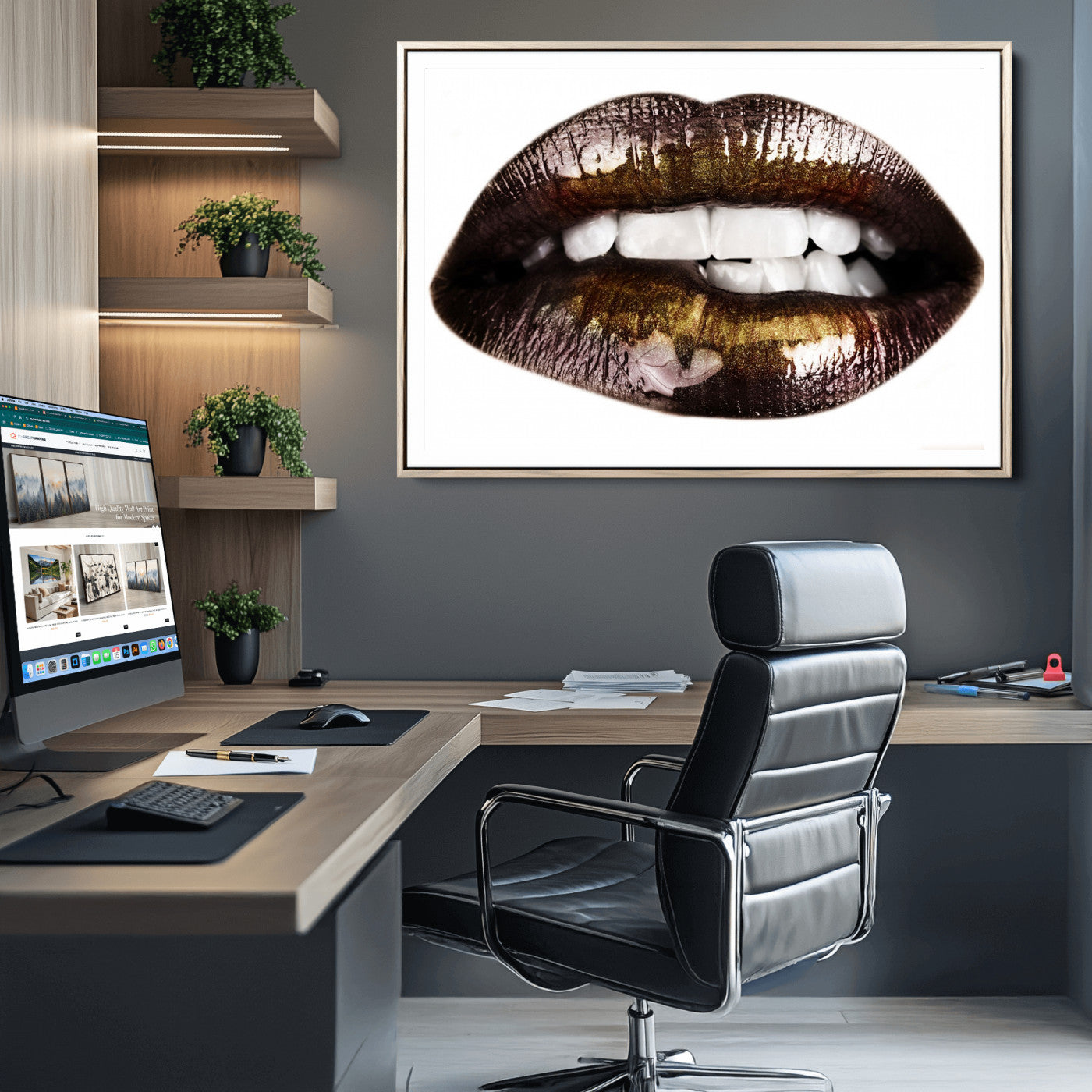 67580-MGC-FP-36x24_Natural-Close Up Lips Wall Art Canvas Print
