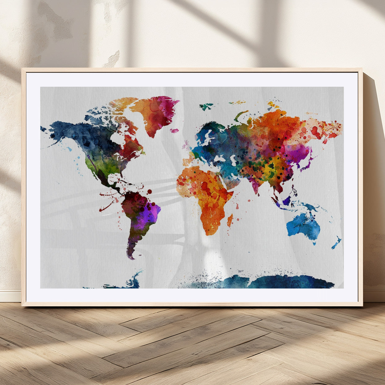 MGC-FP-36x24 - Push Pin World Map Canvas Print – Framed Wall Art for Couples to Track Their Travels – Anniversary