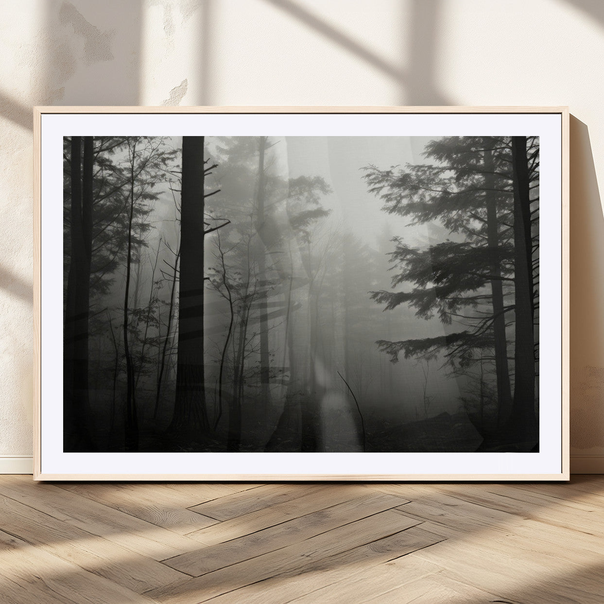 MGC-FP-36x24 - Misty Forest Wall Art Premium Canvas Print a Foggy and Serene Atmosphere - Nature Wall Art