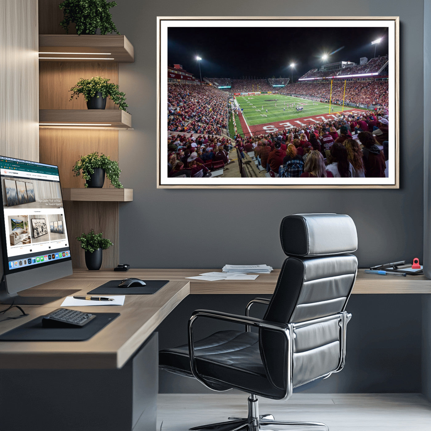 56191-MGC-FP-36x24_Natural-American Football Wall Art Canvas Print, Stadium Sport Wall Art Print