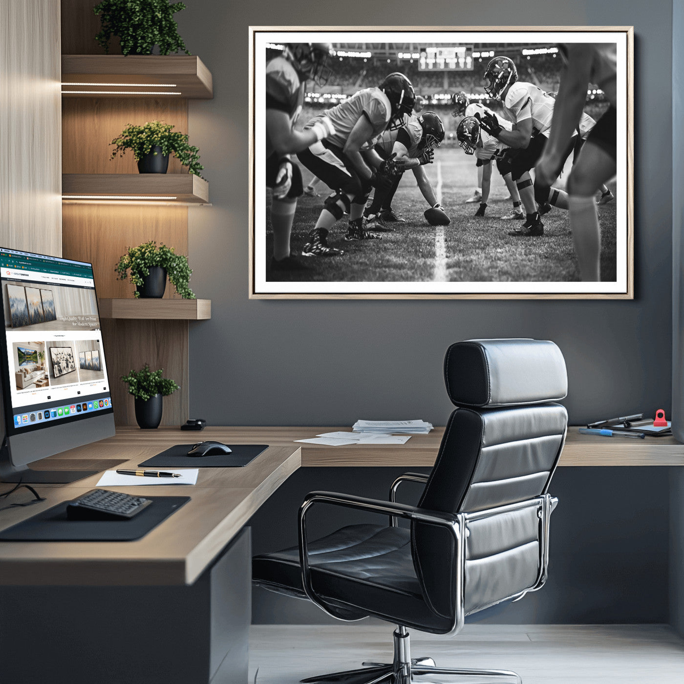 13273-MGC-FP-36x24_Natural-American Football Wall Art Canvas Print, Stadium Sport Wall Art Print