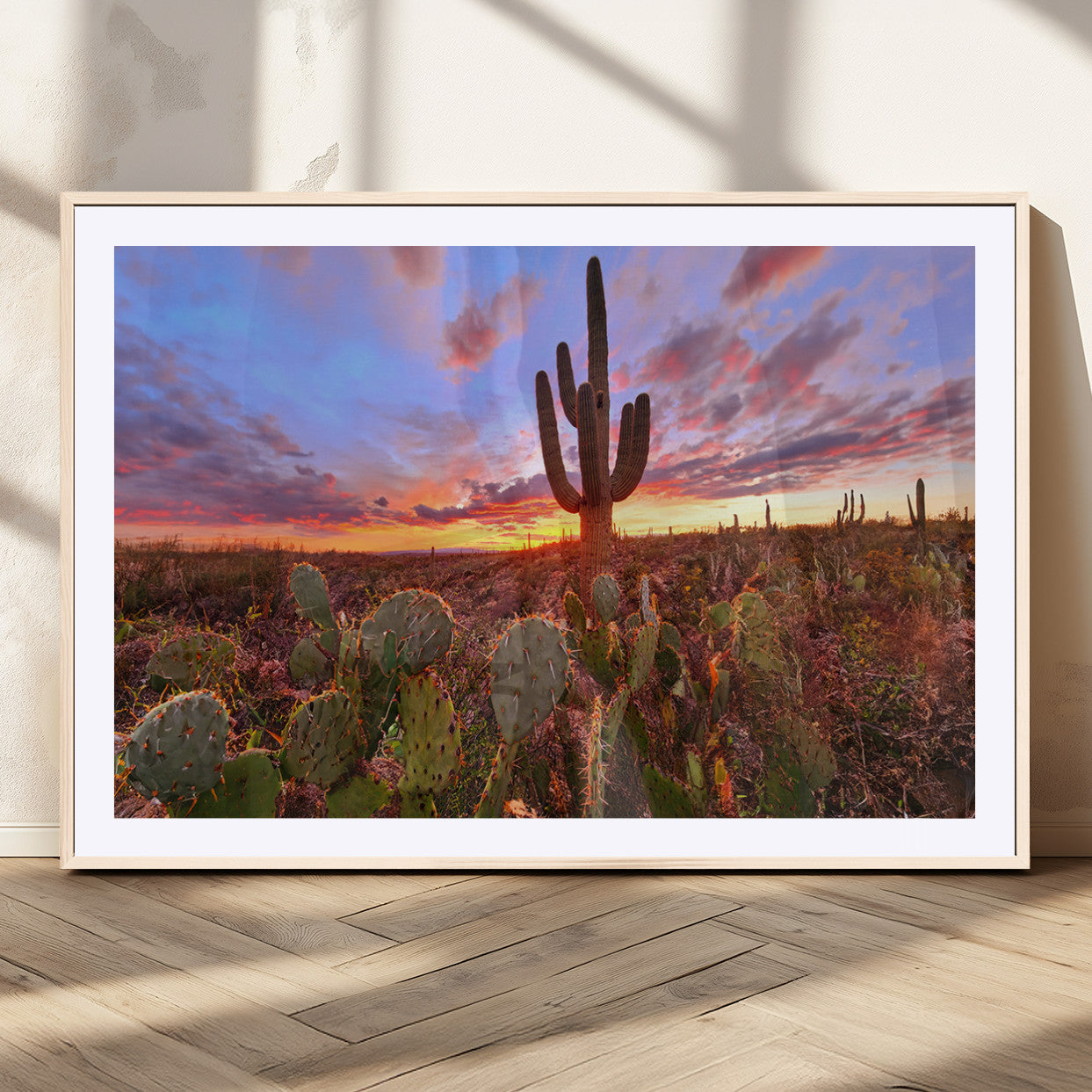 MGC-FP-36x24 - Arizona Desert Wall Art Canvas Print - Framed Deser Sunset Wall Decor