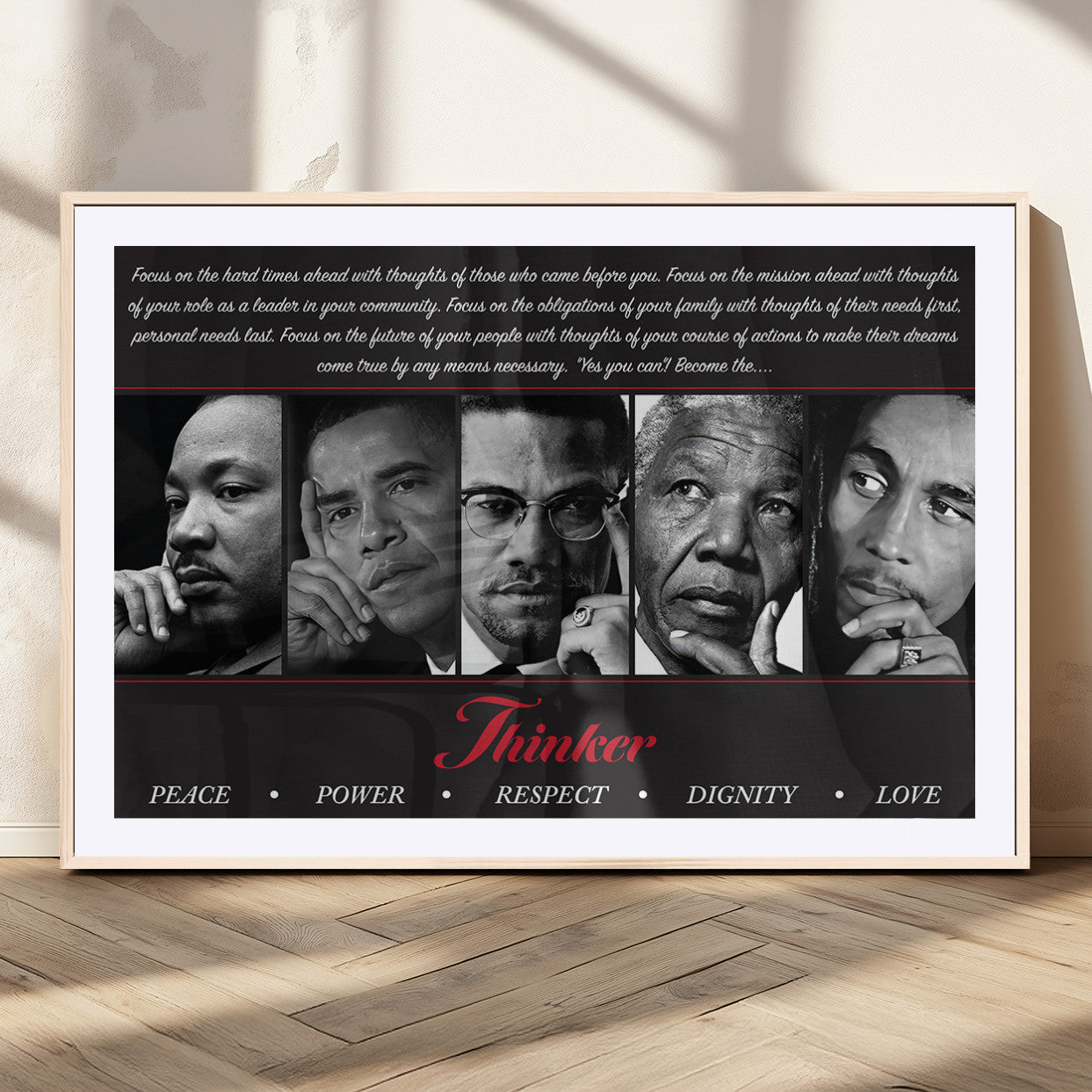 MGC-FP-36x24 - Thinker Peace Power Respect Dignity Wall Art | Thinkers of Changel Wall Art Featuring Icons of