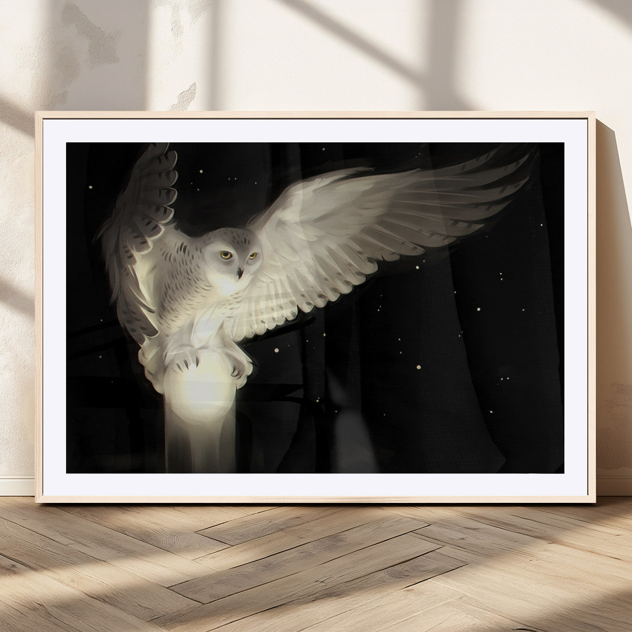 MGC-FP-36x24 - Night Owl Art -  Illuminating the Darkness – Unique Animal-Inspired Wall Art for Modern Decor |
