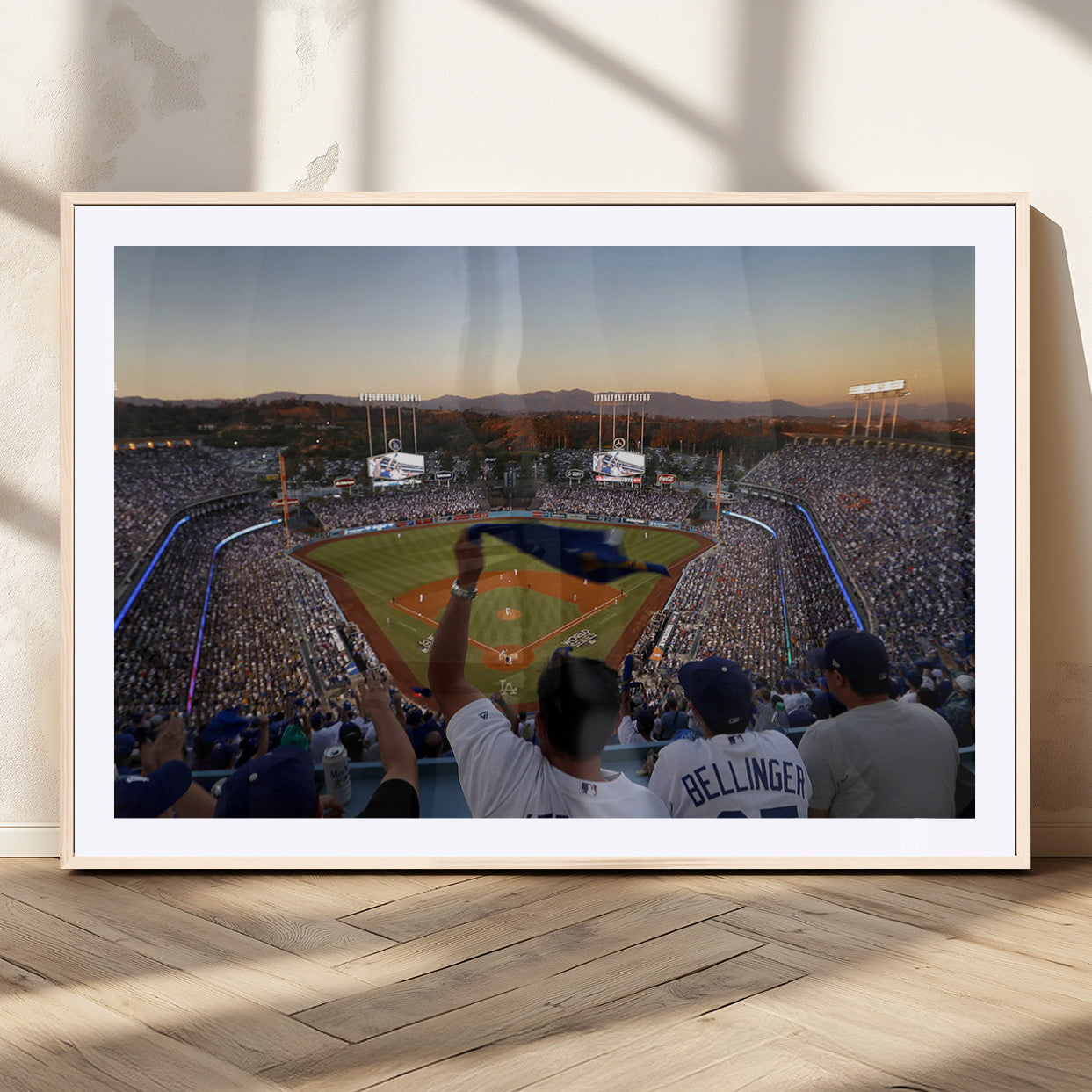 MGC-FP-36x24 - Dodger Stadium Sunset Game Triple Canvas Wall Art - Los Angeles Dodgers MLB Match