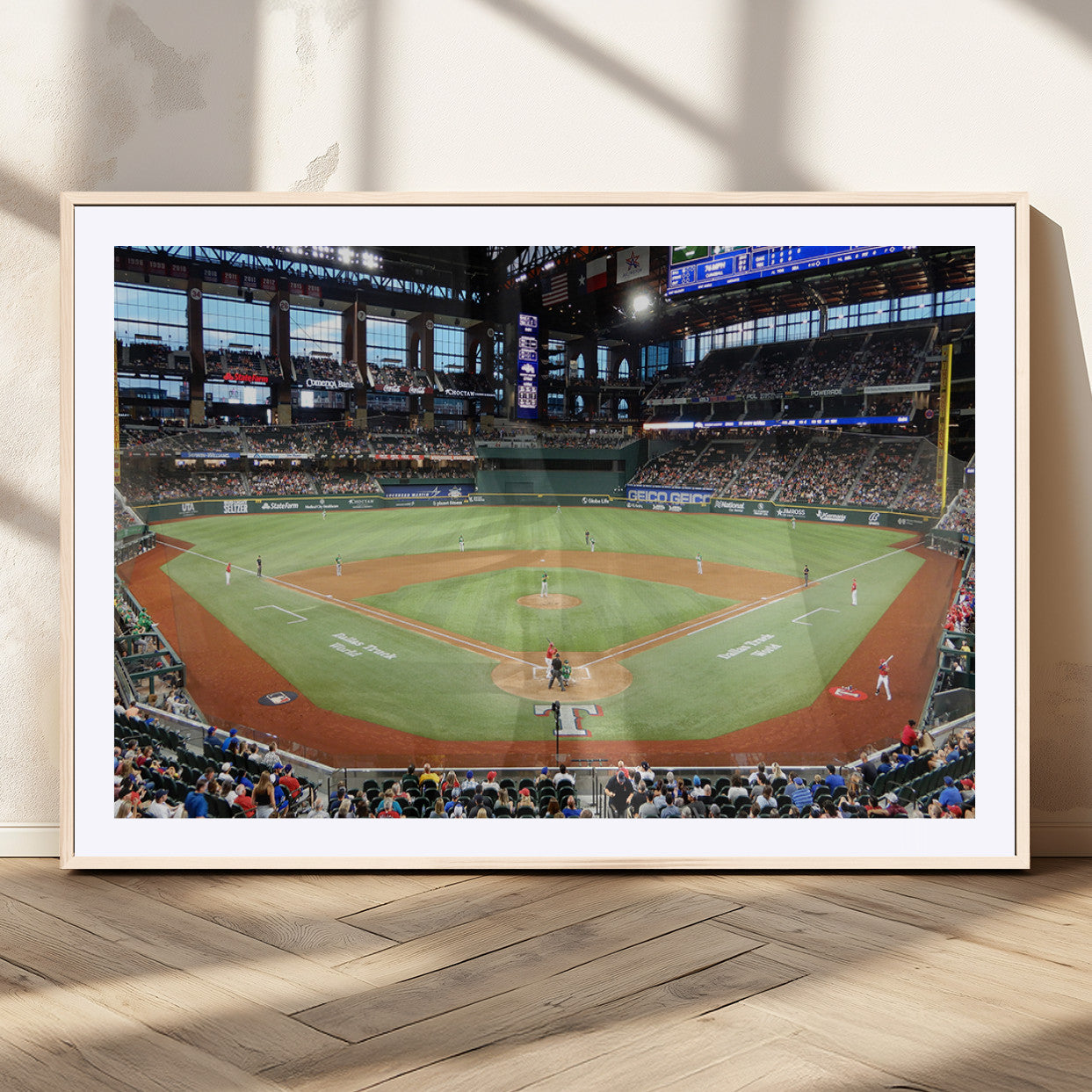 MGC-FP-36x24 - Texas Rangers Baseball Team Print - Arlington Globe Life Field Stadium Canvas Print Wall Art