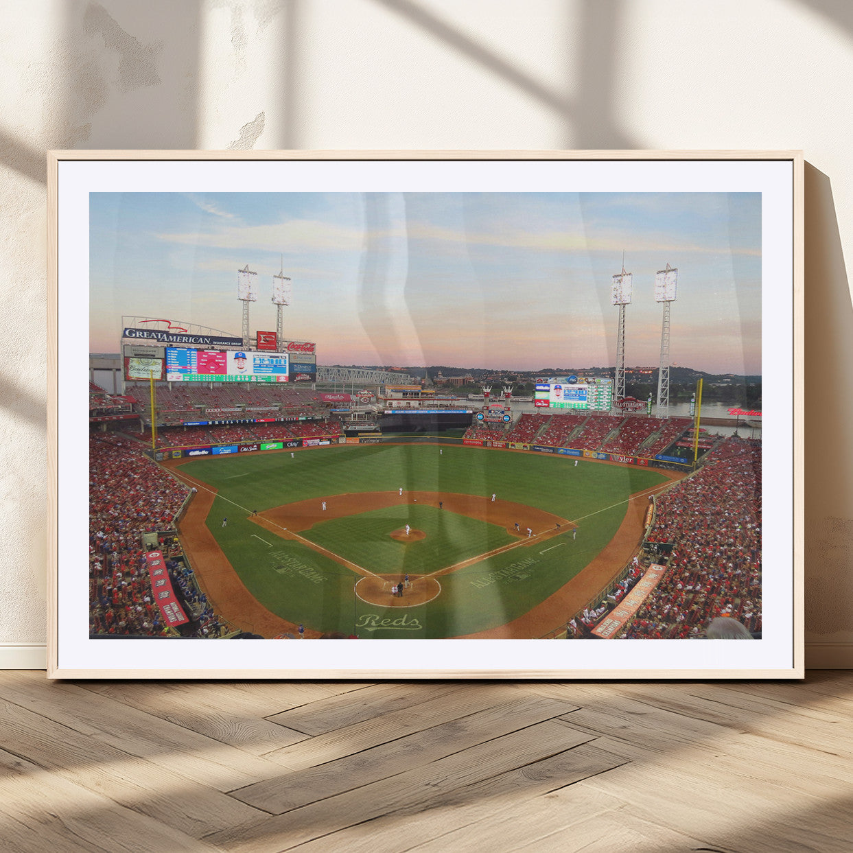 MGC-FP-36x24 - Cincinnati Reds Baseball Print Canvas- Cincinnati Great American Ball Park Stadium Wall Art Canvas